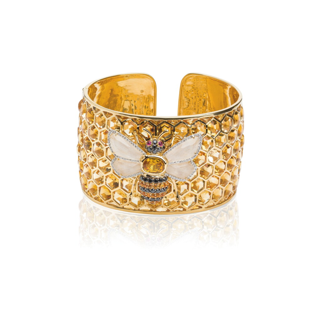 View full screen - View 1 of Lot 7. GEM SET, DIAMOND AND BLACK DIAMOND BANGLE, MICHELE DELLA VALLE.