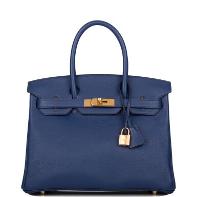 View full screen - View 1 of Lot 27. Blue Saphir Novillo Leather Birkin 30 Gold Hardware, 2020.