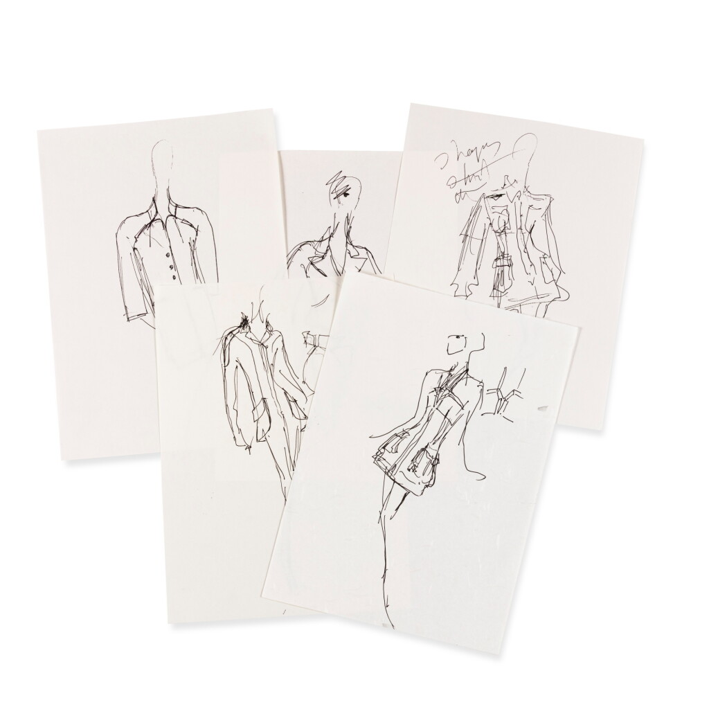 View full screen - View 1 of Lot 23. Five original sketches for fashion.