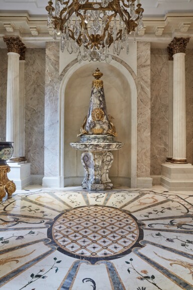 View full screen - View 1 of Lot 10. A breccia medicea carved marble fountain, in Louis XIV manner.