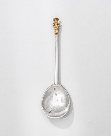 View full screen - View 1 of Lot 149. A Charles I parcel-gilt silver Apostle spoon, Evodias Inman, London, 1640.