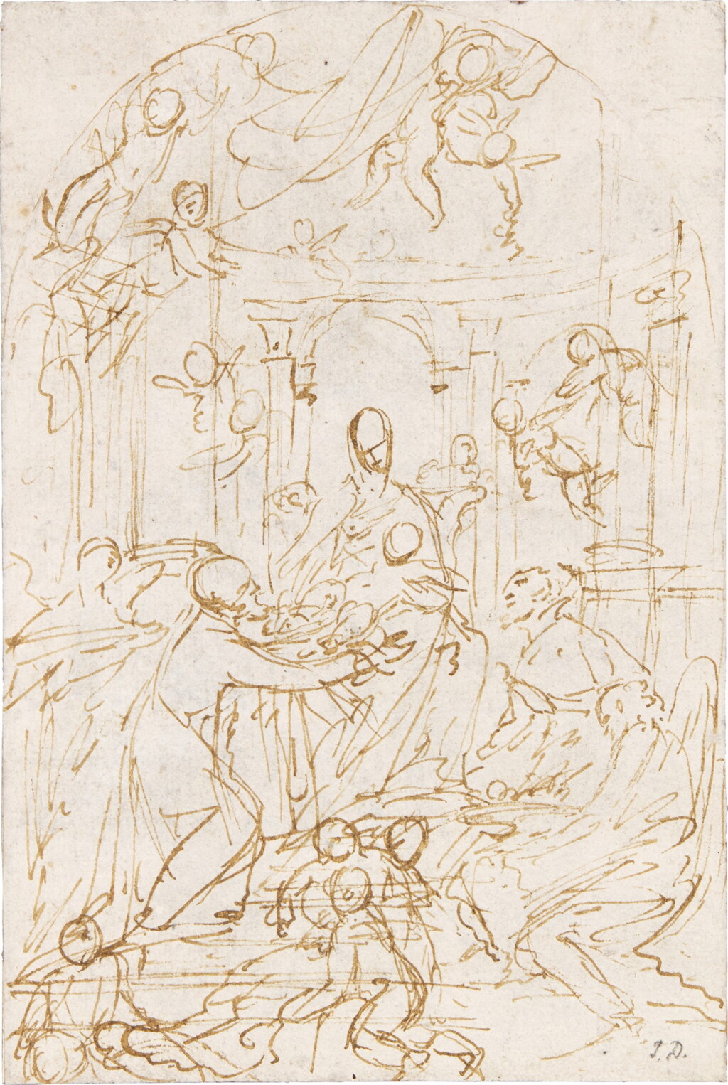 View full screen - View 1 of Lot 79. Study for an Adoration.