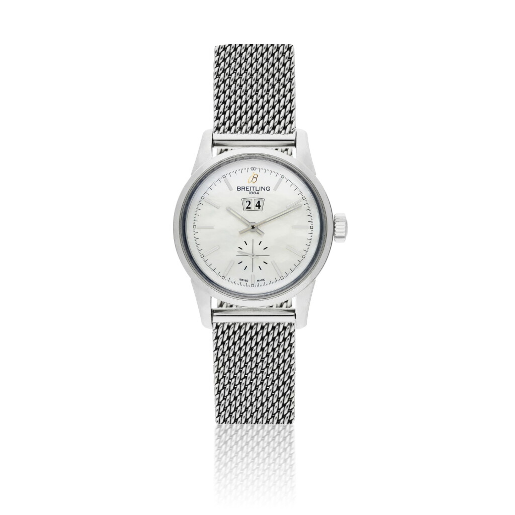 View full screen - View 1 of Lot 23. BREITLING | TRANSOCEAN, A STAINLESS STEEL AUTOMATIC WRISTWATCH WITH DATE, MOTHER OF PEARL DIAL AND BRACELET CIRCA 2000.