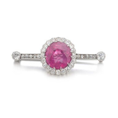 View full screen - View 1 of Lot 753. Ruby and diamond brooch.