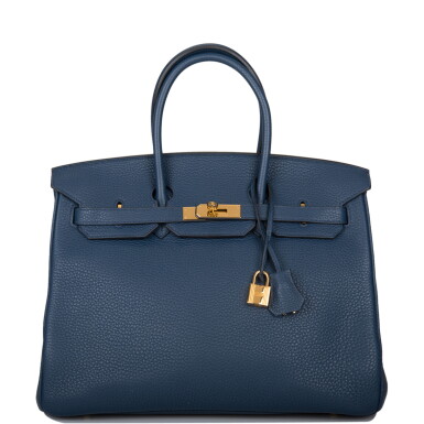 View full screen - View 1 of Lot 7. HERMÈS | BLEU DE MALTE BIRKIN 35CM IN TOGO LEATHER WITH GOLD HARDWARE.