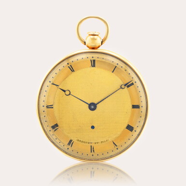 View full screen - View 1 of Lot 3. A 20ct gold open-faced ruby cylinder watch quarter-repeating à toc.