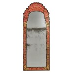 A Queen Anne Scarlet and Verre Églomisé Pier Mirror, in the Manner of Thomas and René Pelletier, Circa 1710