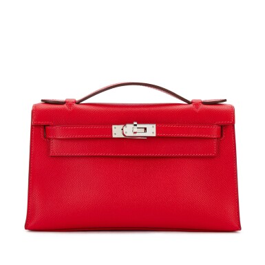 View full screen - View 1 of Lot 9784. Rouge Casaque Epsom Kelly Pochette Palladium Hardware, 2013.