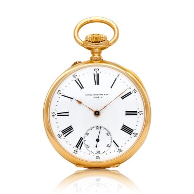 View full screen - View 1 of Lot 8096. A pink gold openface keyless watch with enamel dial, Circa 1890 | 百達翡麗 | 粉紅金懷錶,備琺瑯錶盤,約1890年製.