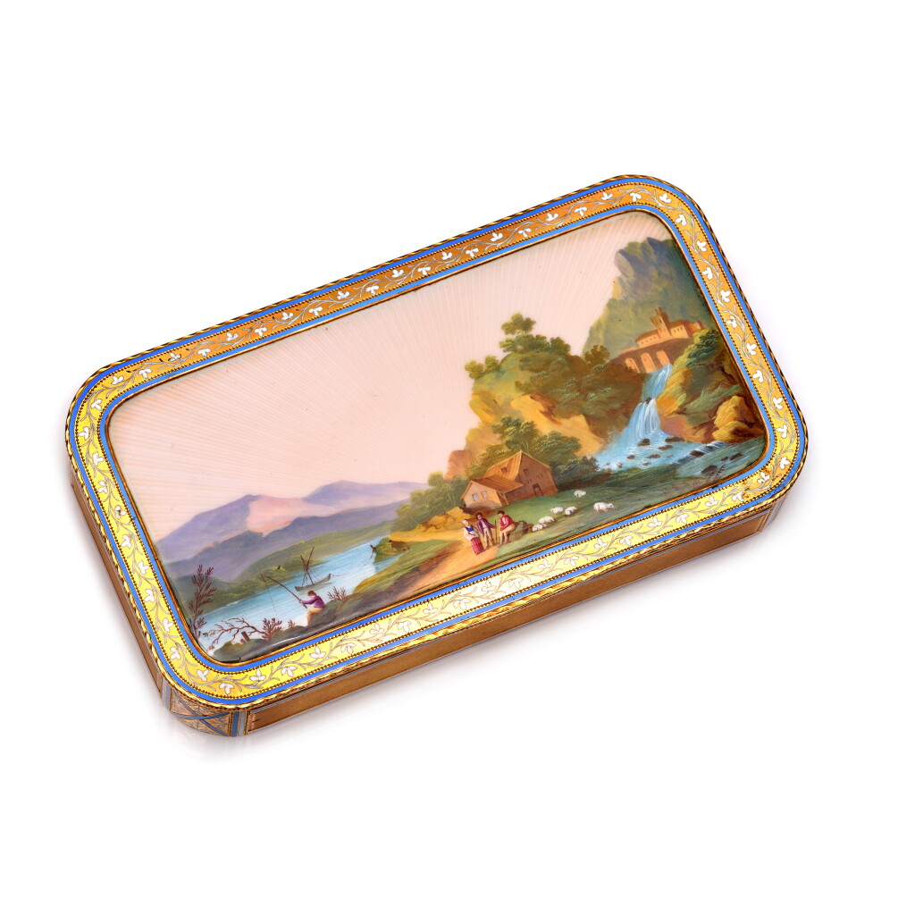 View full screen - View 1 of Lot 1165. A gold and enamel snuff box, Berlin, circa 1805.