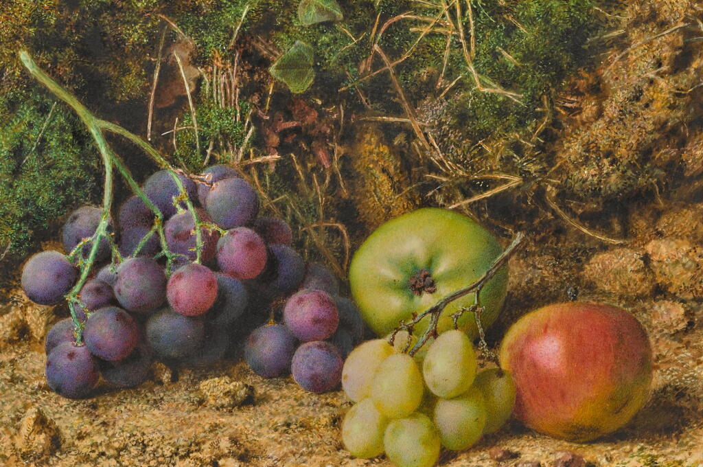 View full screen - View 1 of Lot 121. Grapes and Apples by a Mossy Bank.