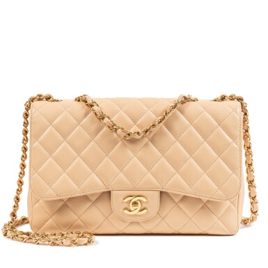 View full screen - View 1 of Lot 685. Beige Quilted Caviar Large Flap Bag Gold Hardware, 2009-10.