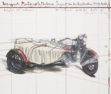 View full screen - View 1 of Lot 228. Wrapped Motorcycle/Sidecar, Project for Harley Davidson 1933 VL Model.