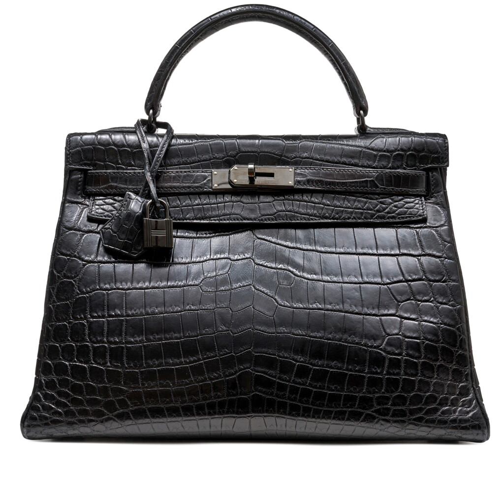 View full screen - View 1 of Lot 1312. Limited Edition Black Matte Niloticus Crocodile So Black Kelly 32 Retourne Black Hardware, 2011.