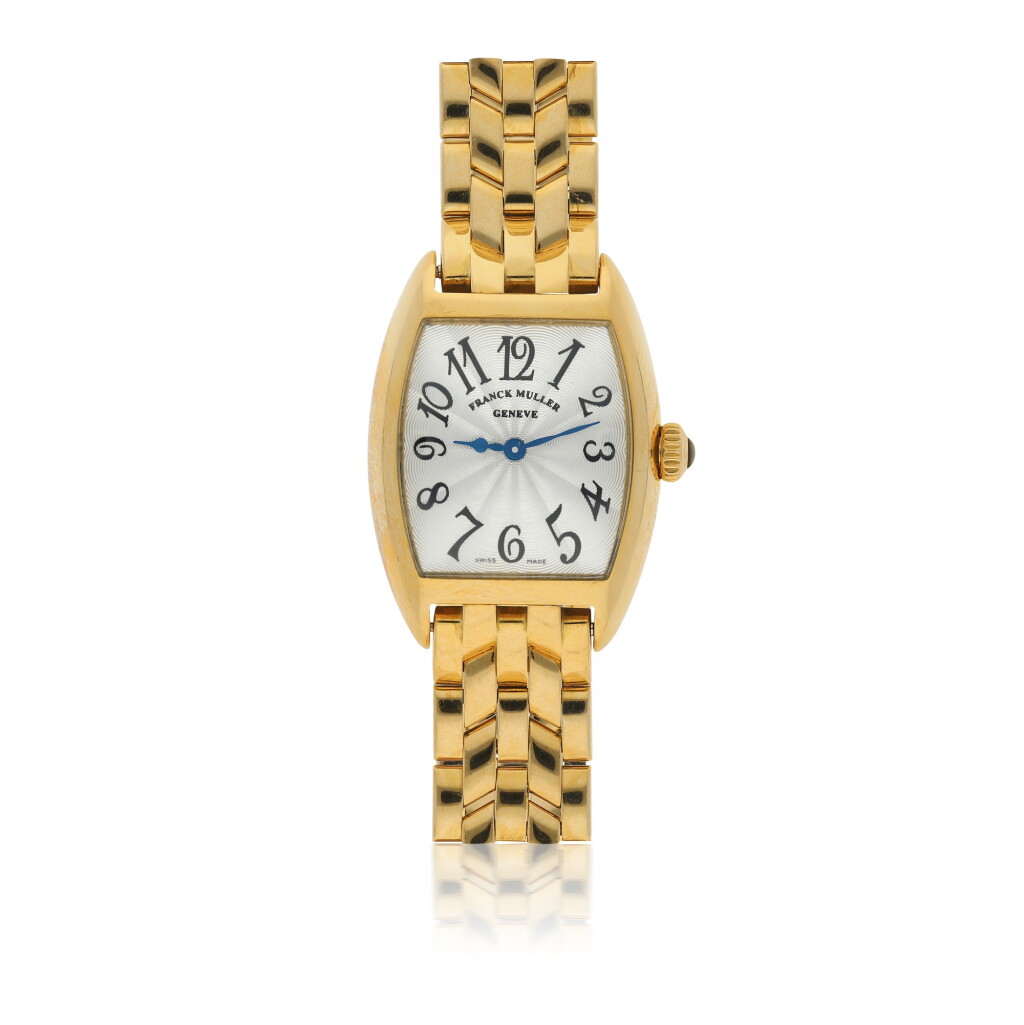 View full screen - View 1 of Lot 64. FRANCK MULLER | REF 2250 QZ, A LADY'S YELLOW GOLD TONNEAU FORM QUARTZ WRISTWATCH WITH BRACELET CIRCA 2005.