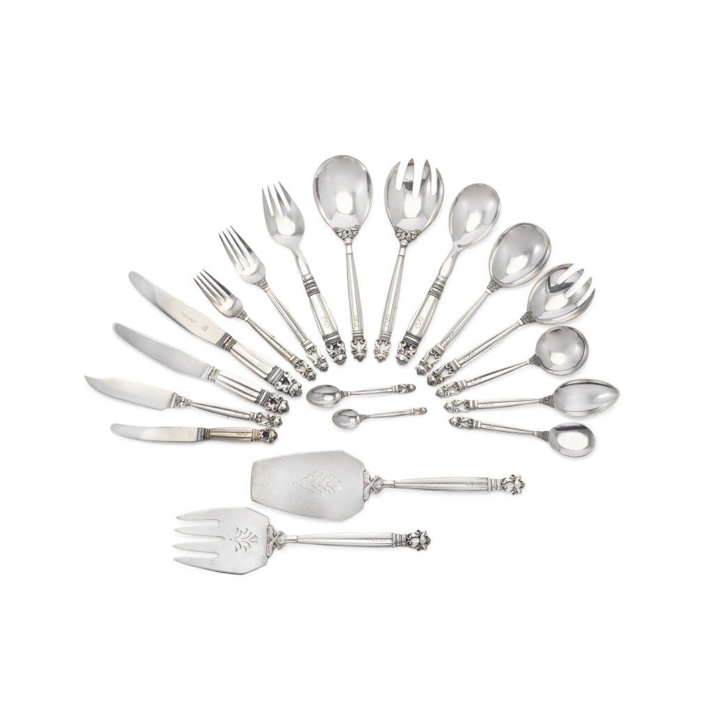 View full screen - View 1 of Lot 39. Georg Jensen Acorn pattern silver cultery, Copenhagen, post 1945.