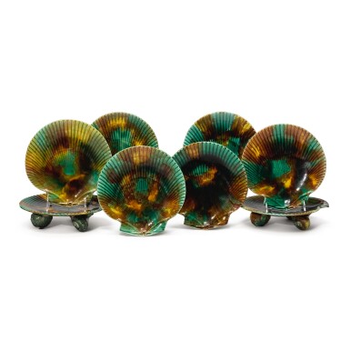 View full screen - View 1 of Lot 574. A WEDGWOOD MAJOLICA PART-DESSERT SERVICE, CIRCA 1864-66.