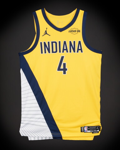 View full screen - View 1 of Lot 58. Taelon Peter Indiana Pacers 2025-2026 Emirates NBA Cup Game Worn Statement Edition Jersey.