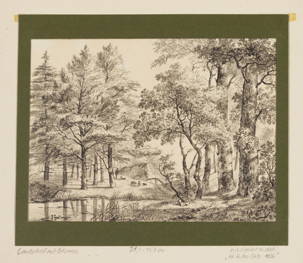 View full screen - View 1 of Lot 580. HENDRIK GERRIT TEN CATE | River landscape with trees.