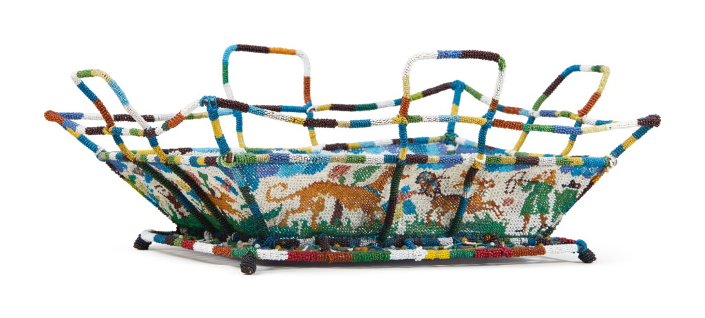 View full screen - View 1 of Lot 54. Charles II Beadwork Basket, dated 1662.