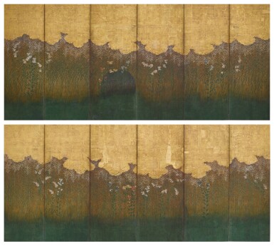 Anonymous, Moon over Musashi Moor, Edo period, early 17th century | 武蔵野図屏風 江戸時代前期 17世紀初頭