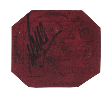 View full screen - View 1 of Lot 3. The British Guiana One-Cent Black on Magenta.