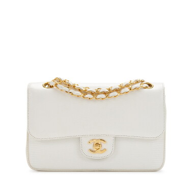 View full screen - View 1 of Lot 232. White Lizard Small Classic Double Flap Bag Gold Hardware, 1996-1997.