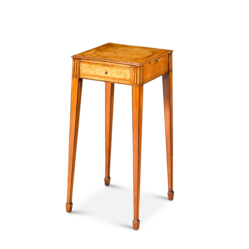 View full screen - View 1 of Lot 67. A George III satinwood and tulipwood-banded urn stand, circa 1780.