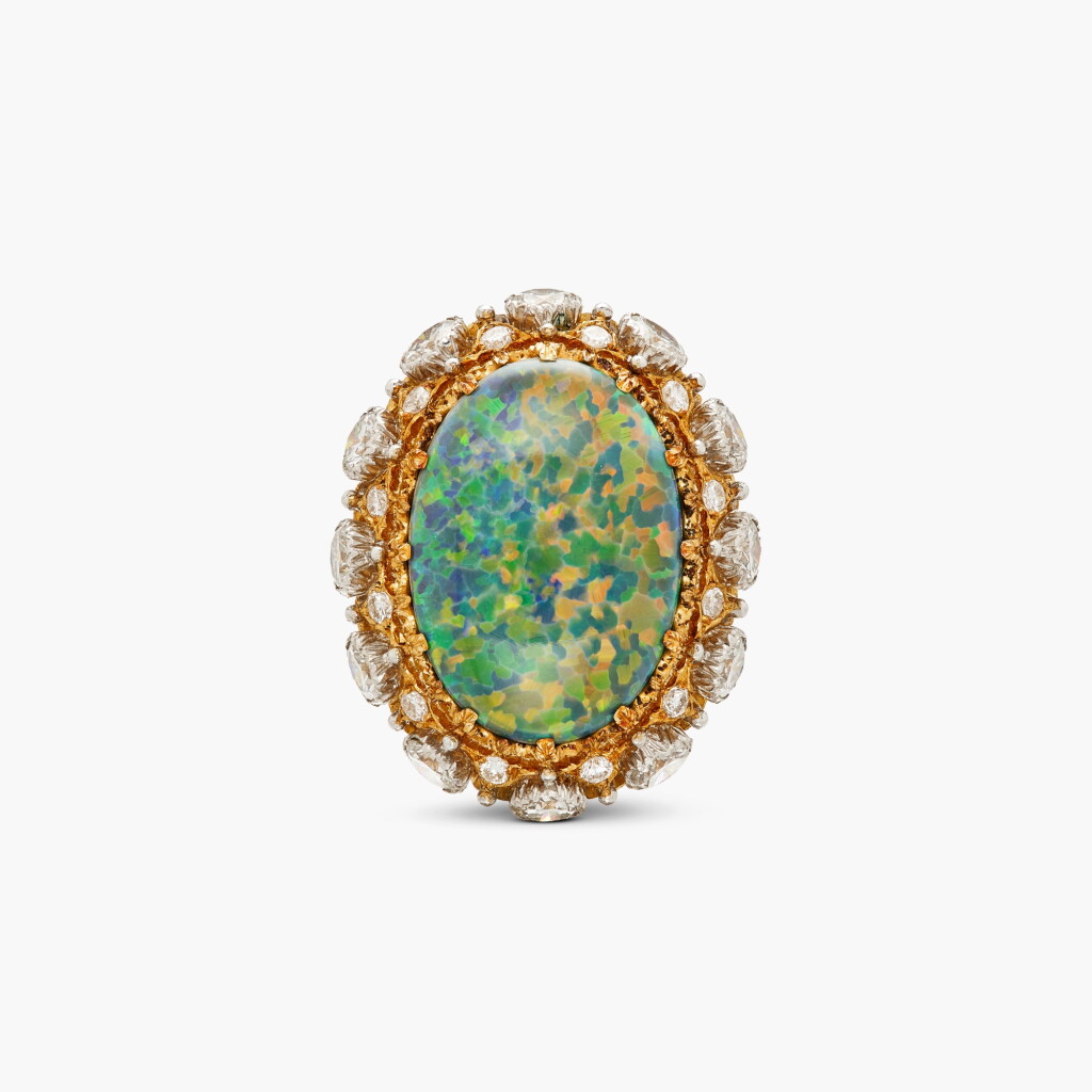 View full screen - View 1 of Lot 261. Black Opal and Diamond Ring .