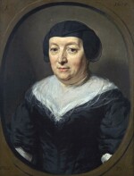 NICOLAES MAES | PORTRAIT OF BEATRIX SNELS (D. 1678), BUST-LENGTH, WEARING A BLACK DRESS AND A BLACK CAP
