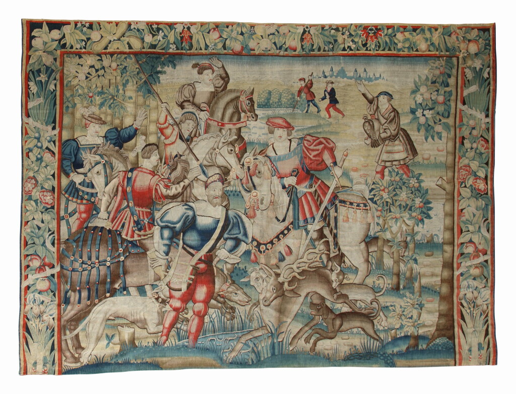 View full screen - View 1 of Lot 2. A Flemish Hunting Tapestry, Audenarde, Second Quarter 16th Century.
