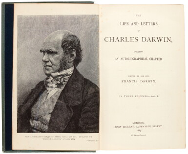 View full screen - View 1 of Lot 15. Charles Darwin | The Life and Letters, 1887, 3 volumes, presentation copy from Elizabeth Darwin.