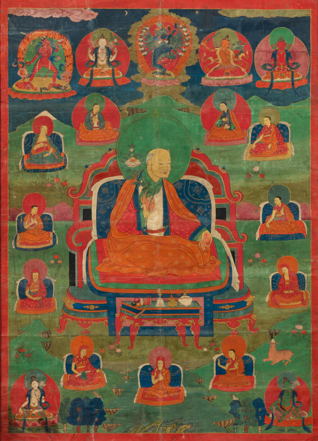 View full screen - View 1 of Lot 12. A rare thangka depicting Sachen Kunga Nyingpo, Tibet, 16th/17th century | 西藏 十六至十七世紀 四薩迦派喇嘛唐卡 設色布本.