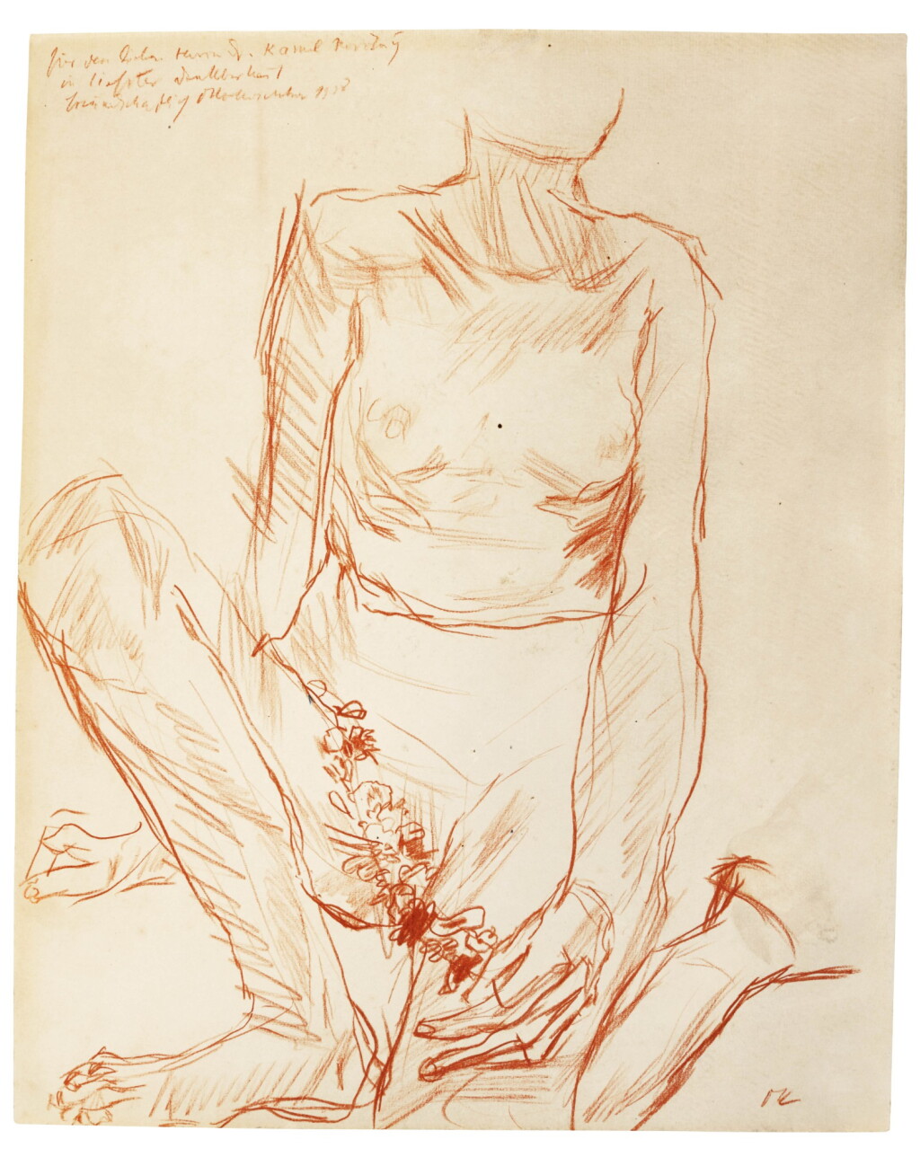 View full screen - View 1 of Lot 55. OSKAR KOKOSCHKA | SITZENDER AKT (SEATED NUDE).