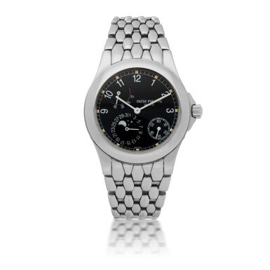 View full screen - View 1 of Lot 905. PATEK PHILIPPE | NEPTUNE, REF 5085 STAINLESS STEEL WRISTWATCH WITH DATE, POWER RESERVE INDICATION, MOON PHASES AND BRACELET MADE IN 1998.