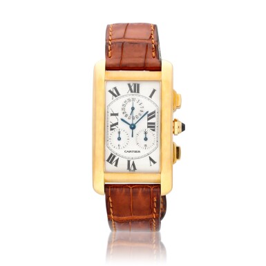 View full screen - View 1 of Lot 74. Tank Americaine, Ref. 1730 Yellow gold chronograph wristwatch with date Circa 1998.