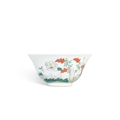 View full screen - View 1 of Lot 3336. A familie-rose 'three rams' bowl, Mark and period of Tongzhi | 清同治 粉彩三陽開泰盌 《同治年製》款.