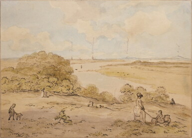 View full screen - View 1 of Lot 346. View over the Rhine from the Duijnoog estate, Arnhem and the Elterberg in the distance.