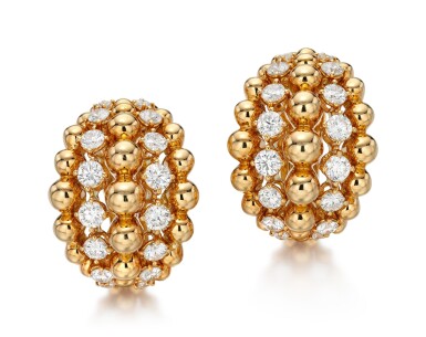 View full screen - View 1 of Lot 96. PAIR OF DIAMOND EAR CLIPS, BOUCHERON.