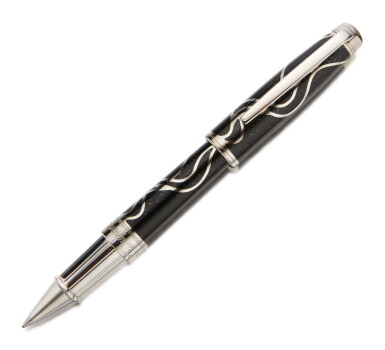 View full screen - View 1 of Lot 52. ST DUPONT | A BLACK LACQUER AND SILVER POWDER ROLLERBALL PEN, CIRCA 1993.