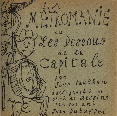 View full screen - View 1 of Lot 79. La Métromanie. 1949. Un des 125 exemplaires sur papier de chiffon gris souris, avec envoi à Robert Dauchez. Relié par Miguet..