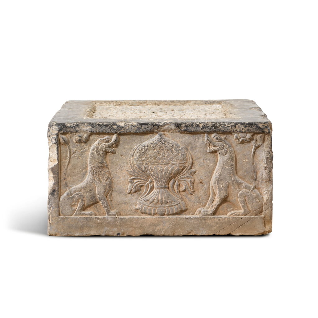 View full screen - View 1 of Lot 3036. An inscribed black stone Buddhist votive stele, Northern Wei dynasty | 北魏 石雕佛幢台.