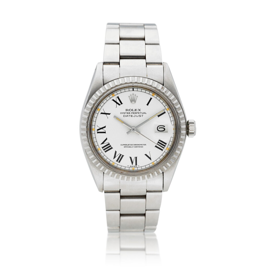 View full screen - View 1 of Lot 35. "Buckley Dial" Datejust, ref. 1603 | A stainless steel wristwatch with date and bracelet | Circa 1978.