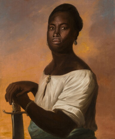 View full screen - View 1 of Lot 522. Portrait of a Man, Half-Length, Holding a Sword.