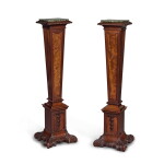 A Pair of Late George II Carved Mahogany Marble-Topped Pedestals, Circa 1755
