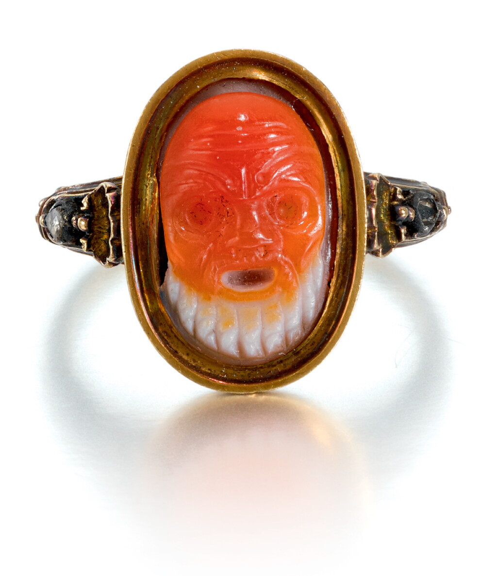 View full screen - View 1 of Lot 81. ITALIAN, CIRCA 16TH CENTURY | CAMEO WITH A FRONTAL BEARDED THEATRE MASK, A MARLBOROUGH GEM.