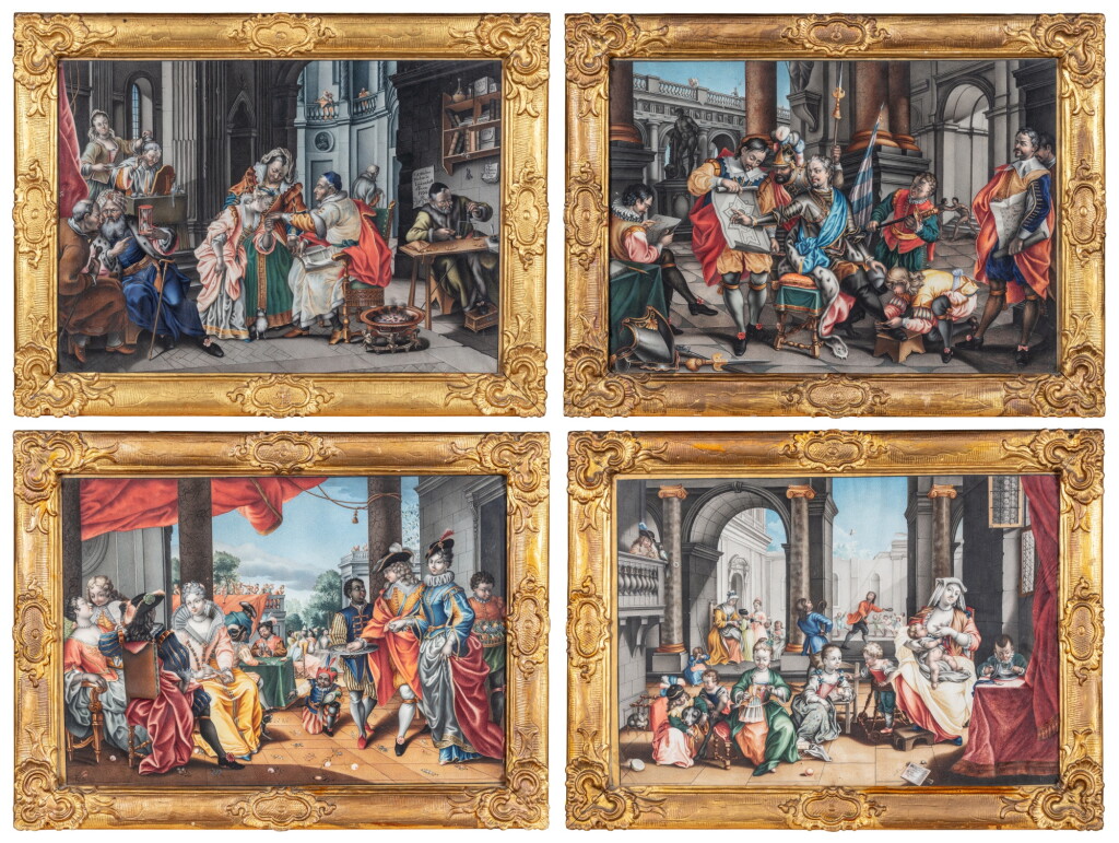 View full screen - View 1 of Lot 827. Set of four Courtly Scenes (after earlier paintings).