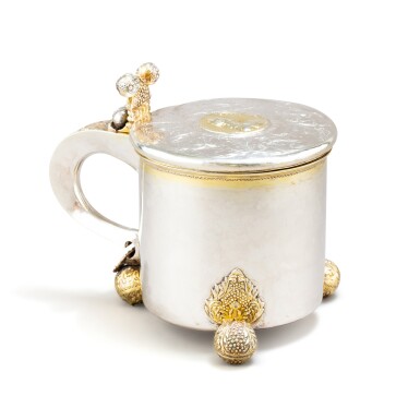 View full screen - View 1 of Lot 187. A Swedish parcel-gilt silver tankard, Johann Martin Winterstein, Gothenborg, circa 1690 | Grande chope en argent et vermeil par Johann Martin Winterstein, Göteborg, circa 1690.