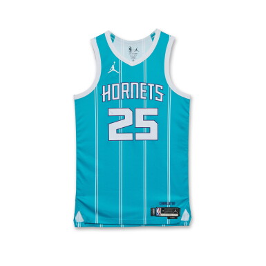 View full screen - View 1 of Lot 196. KJ Simpson Charlotte Hornets 2024-2025 Game Issued Icon Edition Jersey | Probable Wear.