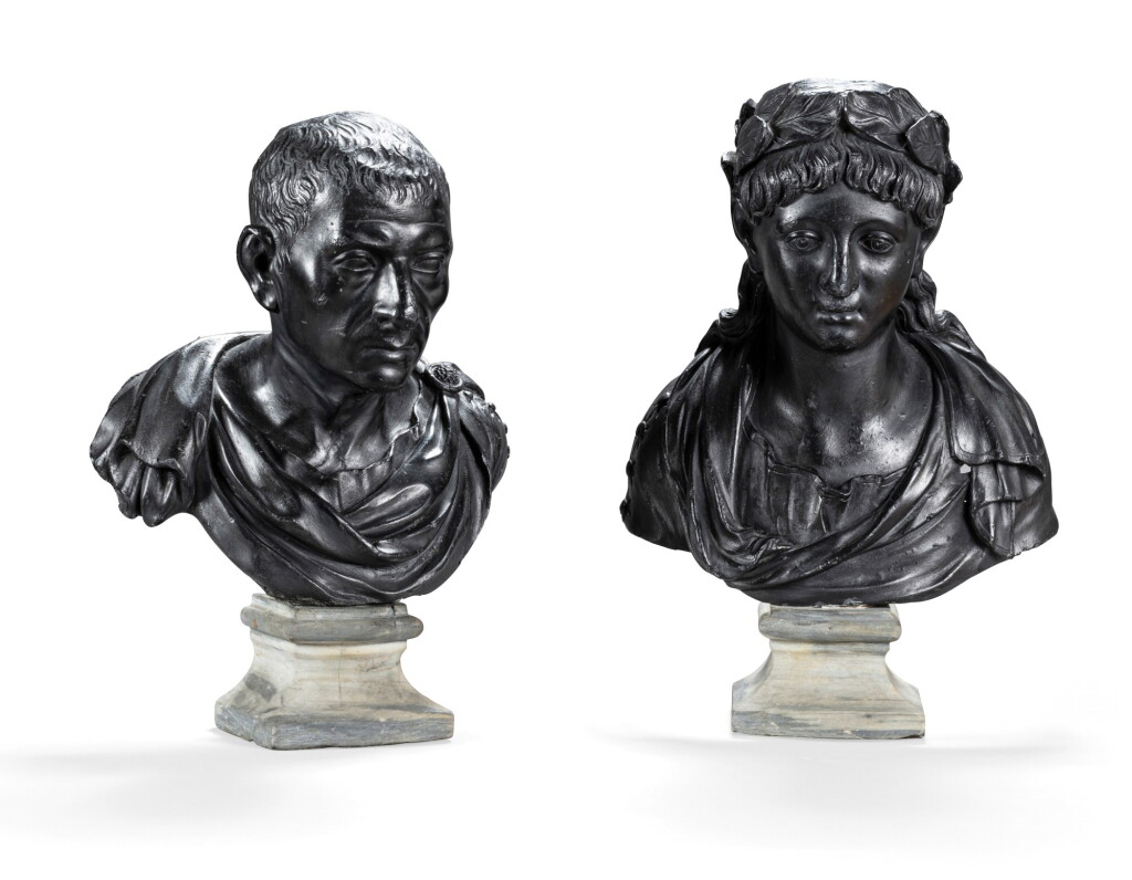 View full screen - View 1 of Lot 171. A pair of Busts of a Roman Couple.